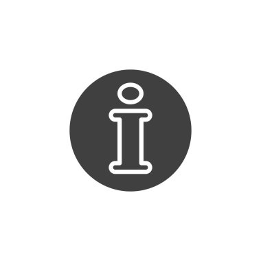 Dairesel bilgi düğmesi vektör simgesi. Mobil konsept ve web tasarımı için düz tabela. Bilgi Düğmesi simgesi simgesi. Sembol, logo çizimi. Vektör grafikleri