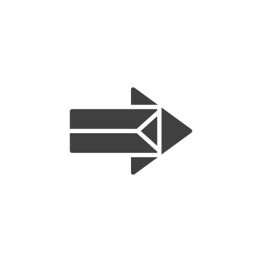 Katlanmış ok vektör simgesi. Mobil konsept ve web tasarımı için düz tabela. Origami Ok simgesi simgesi. Sembol, logo çizimi. Vektör grafikleri