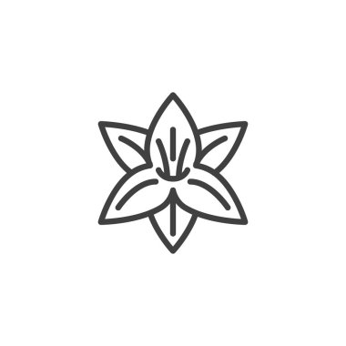 Paskalya Zambağı çizgisi simgesi. Mobil konsept ve web tasarımı için doğrusal biçim işareti. Paskalya Zambağı vektör ikonunu çizer. Sembol, logo çizimi. Vektör grafikleri