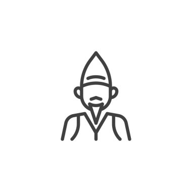 Kosa insan hattı ikonu. Mobil konsept ve web tasarımı için doğrusal biçim işareti. Novruz tatil karakteri Kosa ana hatlı vektör simgesi. Sembol, logo çizimi. Vektör grafikleri