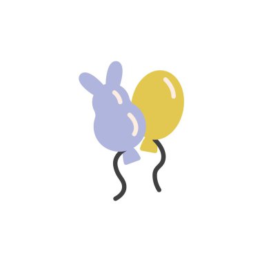 Paskalya Yumurtalı Balonlar düz simge, vektör işareti, beyaza izole edilmiş renkli resim. Sembol, logo çizimi. Düz biçim tasarımı