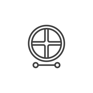 Bodhran davul hattı simgesi. Mobil konsept ve web tasarımı için doğrusal biçim işareti. İrlanda davul çizgisi vektör simgesi. Sembol, logo çizimi. Vektör grafikleri