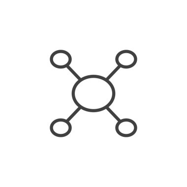 Zihin Haritası simgesi. Mobil konsept ve web tasarımı için doğrusal biçim işareti. Zihin haritası taslak vektör simgesi. Sembol, logo çizimi. Vektör grafikleri