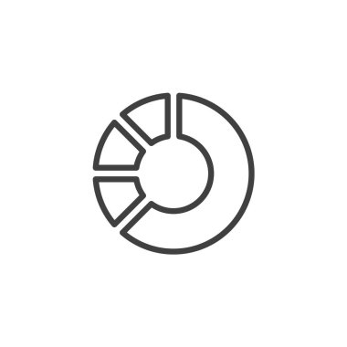 Çörek çizelgesi simgesi. Mobil konsept ve web tasarımı için doğrusal biçim işareti. Pasta şeması çizelgesi çizimi vektör simgesi. Sembol, logo çizimi. Vektör grafikleri