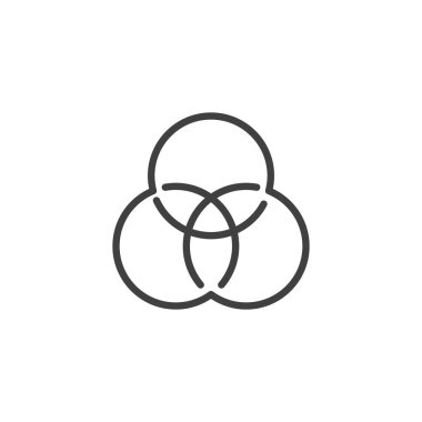 Venn diyagram çizgisi simgesi. Mobil konsept ve web tasarımı için doğrusal biçim işareti. Bilgi mimarisi ana hatları vektör simgesi. Sembol, logo çizimi. Vektör grafikleri