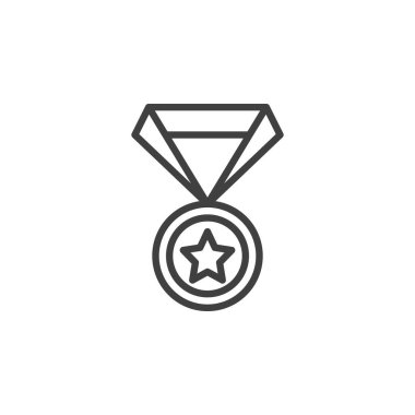 Champion medal line icon. linear style sign for mobile concept and web design. Medal with star outline vector icon. Symbol, logo illustration. Vector graphics