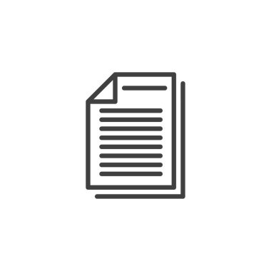 Belge dosya satırı simgesi. Mobil konsept ve web tasarımı için doğrusal biçim işareti. Kağıt listesi ana hatlı vektör simgesi. Sembol, logo çizimi. Vektör grafikleri