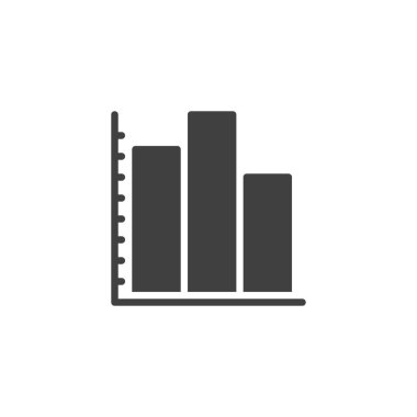 Dikey çubuk vektör simgesine sahip grafik verileri. Mobil konsept ve web tasarımı için düz tabela. Bar Grafiği simgesi. Sembol, logo çizimi. Vektör grafikleri