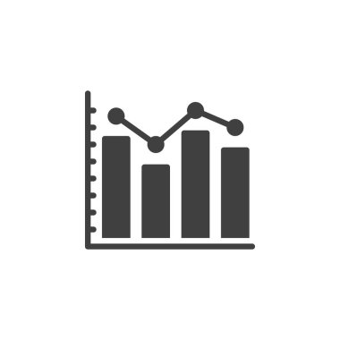 İstatistiksel diyagram vektör simgesi. Mobil konsept ve web tasarımı için düz tabela. Bar grafiği analiz simgesi. Sembol, logo çizimi. Vektör grafikleri
