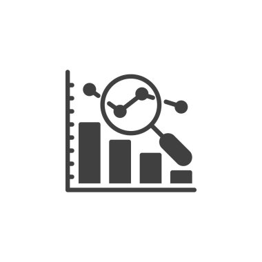 Veri analizi vektör simgesini işler. Mobil konsept ve web tasarımı için düz tabela. İstatistiksel analiz sembolü. Sembol, logo çizimi. Vektör grafikleri