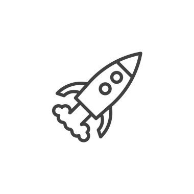 Yenilik ve ilerleme çizgisi simgesi. Mobil konsept ve web tasarımı için doğrusal biçim işareti. Roket gemisi ana vektör simgesini fırlatıyor. Girişim sembolü, logo illüstrasyonu. Vektör grafikleri