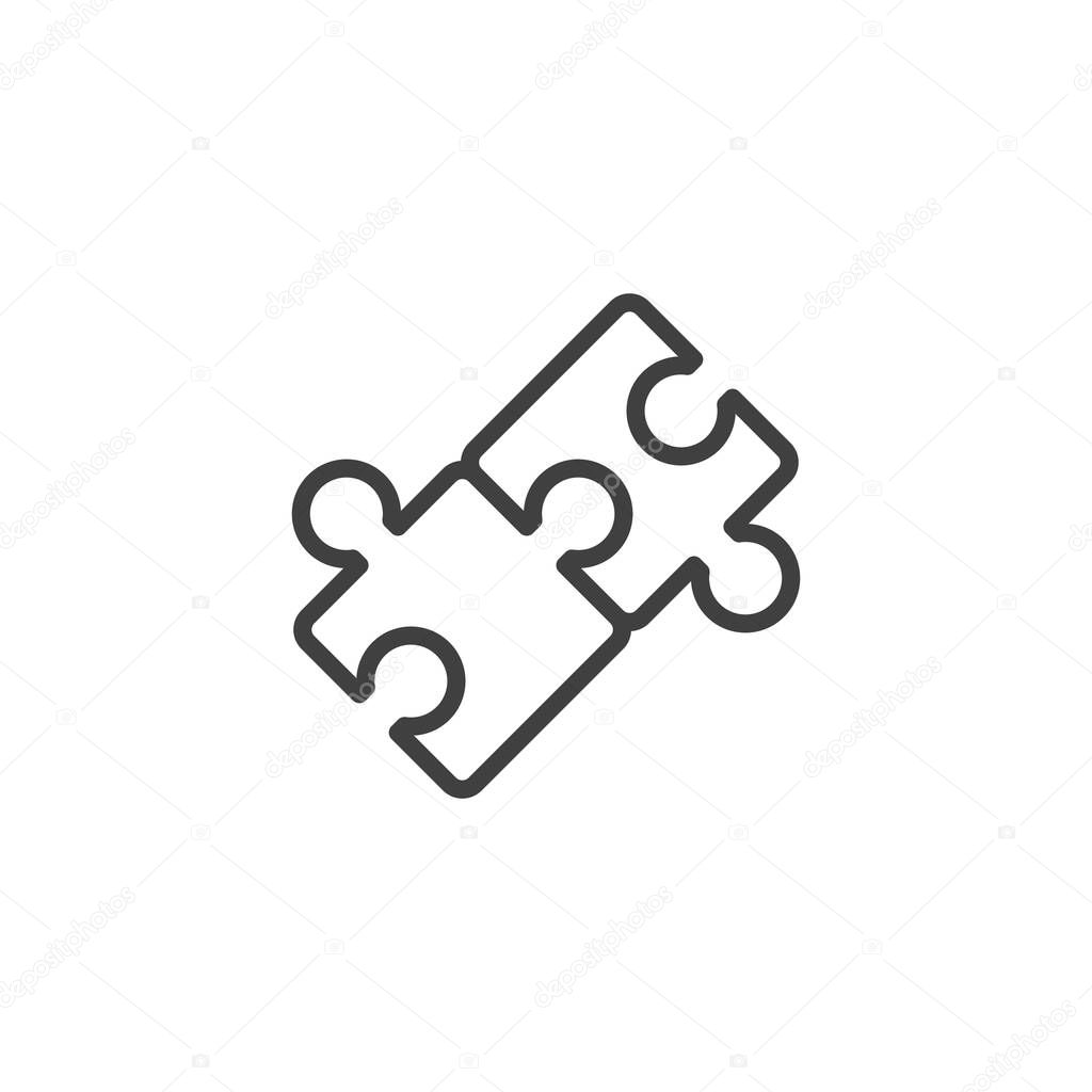 IT Solutions line icon. linear style sign for mobile concept and web design. Connected puzzle pieces outline vector icon. Symbol, logo illustration. Vector graphics