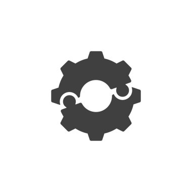 Vites bulmacası vektör simgesi parçaları. Mobil konsept ve web tasarımı için düz tabela. Sistem Bütünleşmesi simgesi. Sembol, logo çizimi. Vektör grafikleri