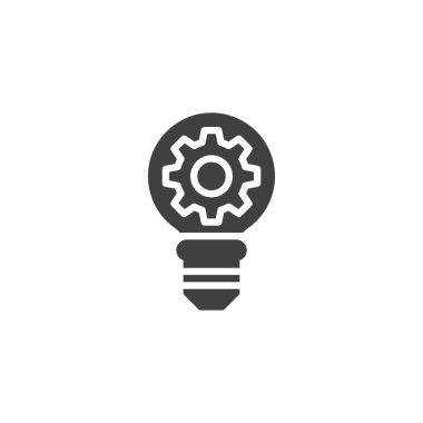 Vites vektör ikonlu bir ampul. Mobil konsept ve web tasarımı için düz tabela. Teknoloji icadı kabartma simgesi. Sembol, logo çizimi. Vektör grafikleri