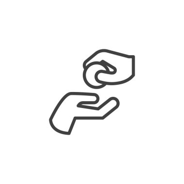 Charity Hand çizgi ikonu. Mobil konsept ve web tasarımı için doğrusal biçim işareti. Yardım eli uzatmak vektör ikonu. Bağış sembolü, logo illüstrasyonu. Vektör grafikleri