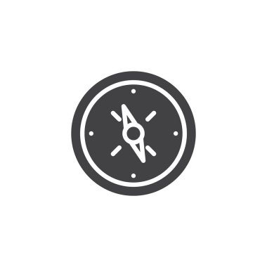 Pusula vektör simgesi. Mobil konsept ve web tasarımı için düz tabela. Pusula simgesi. Navigasyon sembolü, logo çizimi. Vektör grafikleri