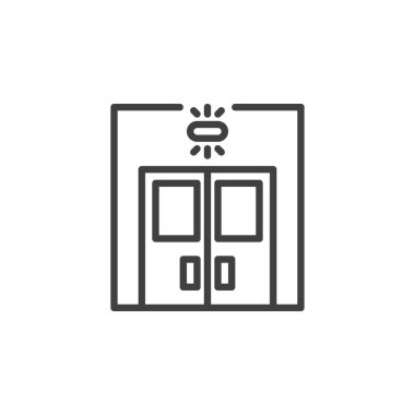 Acil Servis Giriş Hattı simgesi. Mobil konsept ve web tasarımı için doğrusal biçim işareti. Acil servis kapıları vektör ikonunu gösteriyor. Sembol, logo çizimi. Vektör grafikleri