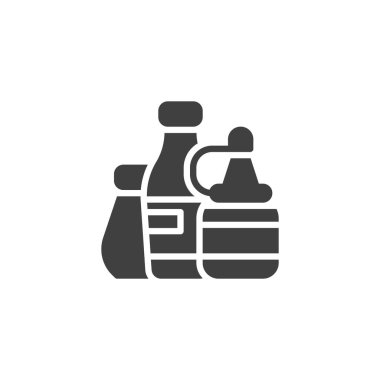 Kondisyon bölümü vektör simgesi. Mobil konsept ve web tasarımı için düz tabela. Ketçap, hardal ve mayonez sembolü. Sembol, logo çizimi. Vektör grafikleri