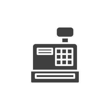 Yazar kasa vektör simgesi. Mobil konsept ve web tasarımı için düz tabela. Yazar kasa simgesi. Sembol, logo çizimi. Vektör grafikleri