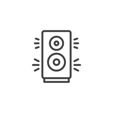Hoparlör veya hoparlör hattı ikonu. Mobil konsept ve web tasarımı için doğrusal biçim işareti. Ses hoparlörü vektör simgesi. Sembol, logo çizimi. Vektör grafikleri