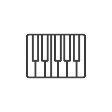 MIDI klavye satırı simgesi. Mobil konsept ve web tasarımı için doğrusal biçim işareti. Müzik Klavyesi ana hatlı vektör simgesi. Sembol, logo çizimi. Vektör grafikleri