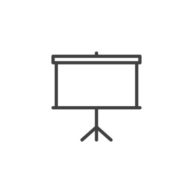 İş Tanıtım Hattı simgesi. Mobil konsept ve web tasarımı için doğrusal biçim işareti. Boş projektör ekran dış hat vektör simgesi. Sembol, logo çizimi. Vektör grafikleri