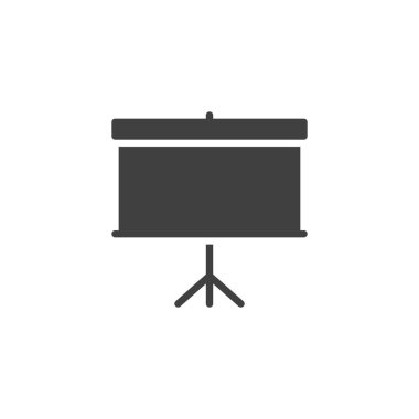 Boş projektör ekran vektör simgesi. Mobil konsept ve web tasarımı için düz tabela. İş sunum simgesi simgesi. Sembol, logo çizimi. Vektör grafikleri