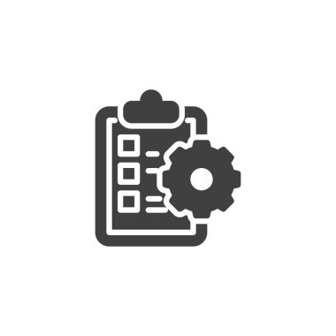 Ofis görevleri ve proje vektör simgesi. Mobil konsept ve web tasarımı için düz tabelalı bir pano. Görev Yönetimi simgesi simgesi. Sembol, logo çizimi. Vektör grafikleri