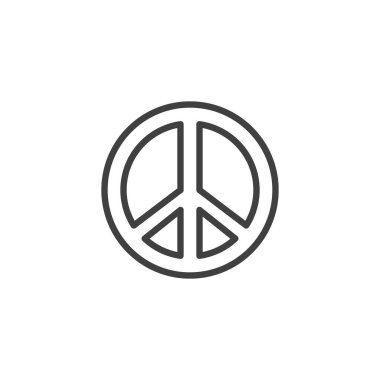 Barış sembolü simgesi. Mobil konsept ve web tasarımı için doğrusal biçim işareti. Pasifist işaret çizgisi vektör simgesi. Sembol, logo çizimi. Vektör grafikleri