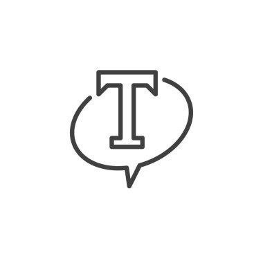 Kabarcık satırı simgesine mesaj at. Mobil konsept ve web tasarımı için doğrusal biçim işareti. Metin hatlı vektör simgesiyle konuşma balonu. Sembol, logo çizimi. Vektör grafikleri