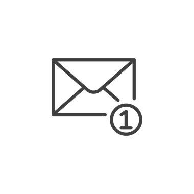 Yeni mesaj bildirim satırı simgesi. Mobil konsept ve web tasarımı için doğrusal biçim işareti. Zarf posta uyarısı ana hatlı vektör simgesi. Sembol, logo çizimi. Vektör grafikleri