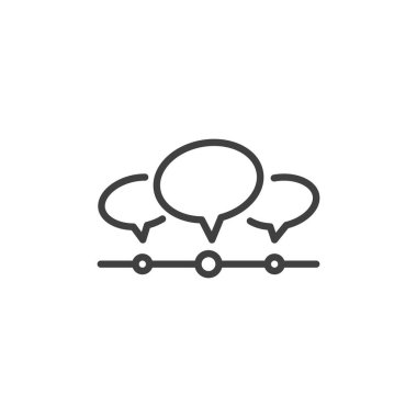 Tehdit Altındaki Konuşma satırı simgesi. Mobil konsept ve web tasarımı için doğrusal biçim işareti. Ana hatları birbirine bağlayan vektör simgesiyle sohbet baloncukları. Sembol, logo çizimi. Vektör grafikleri