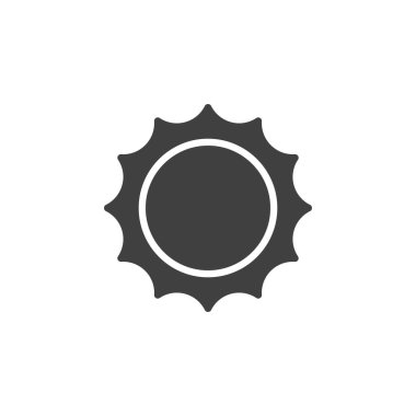 Güneş vektör simgesi. Mobil konsept ve web tasarımı için düz tabela. Güneş sembolü simgesi. Güneşli hava sembolü, logo çizimi. Vektör grafikleri