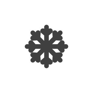 Kar Tanesi şekil vektör simgesi. Mobil konsept ve web tasarımı için düz tabela. Kar tanesi kabartma simgesi. Karlı hava sembolü, logo çizimi. Vektör grafikleri