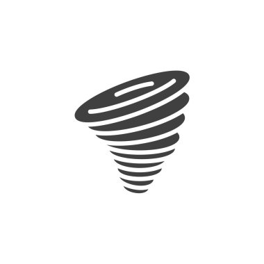 Tornado huni vektör ikonu. Mobil konsept ve web tasarımı için düz tabela. Hortum sembolü. Rüzgâr sembolü girdabı, logo çizimi. Vektör grafikleri