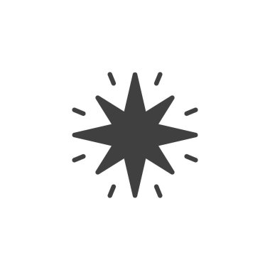 Parlayan yıldız vektör simgesi. Mobil konsept ve web tasarımı için düz tabela. Parıldayan yıldız sembolü. Sembol, logo çizimi. Vektör grafikleri