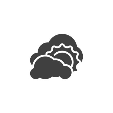 Bulutlu hava vektörü simgesi. Mobil konsept ve web tasarımı için düz tabela. Gökyüzü simgesini kaplayan bulutlar. Sembol, logo çizimi. Vektör grafikleri