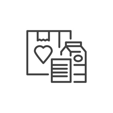 Yemek sürücüsü çizgisi simgesi. Mobil konsept ve web tasarımı için doğrusal biçim işareti. Gıda yardımı vektör ikonu. Sembol, logo çizimi. Vektör grafikleri