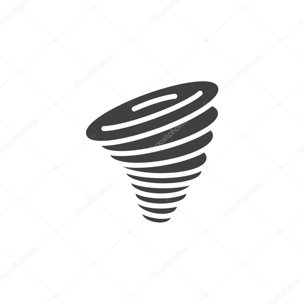 Tornado funnel vector icon. filled flat sign for mobile concept and web design. Tornado glyph icon. Vortex of wind symbol, logo illustration. Vector graphics