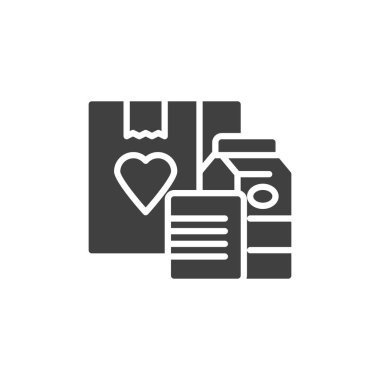 Gıda yardımı vektör simgesi. Mobil konsept ve web tasarımı için düz tabela. Gıda Kampanyası sembolü. Sembol, logo çizimi. Vektör grafikleri