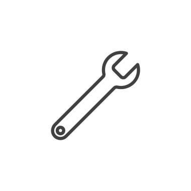 Araç çizgisi simgesini anahtarla. Mobil konsept ve web tasarımı için doğrusal biçim işareti. Taslak vektör simgesini anahtarla. Tamir ve bakım servisi sembolü, logo çizimi. Vektör grafikleri