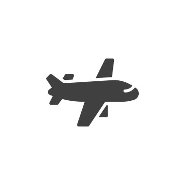 Uçak vektör simgesi. Mobil konsept ve web tasarımı için düz tabela. Uçak, uçak sembolü ikonu. Hava yolculuğu sembolü, logo çizimi. Vektör grafikleri