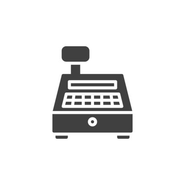 POS sistem vektör simgesi. Mobil konsept ve web tasarımı için düz tabela. Yazar kasa simgesi. Sembol, logo çizimi. Vektör grafikleri