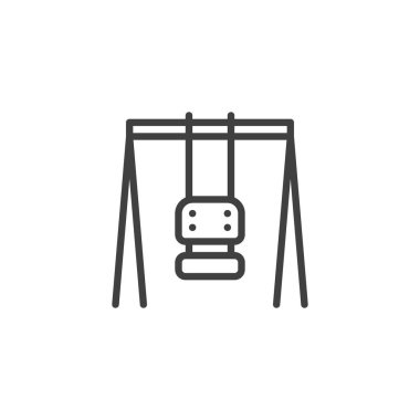 Oyun alanı salıncak çizgisi simgesi. Mobil konsept ve web tasarımı için doğrusal biçim işareti. Taslak vektör simgesini salla. Sembol, logo çizimi. Vektör grafikleri