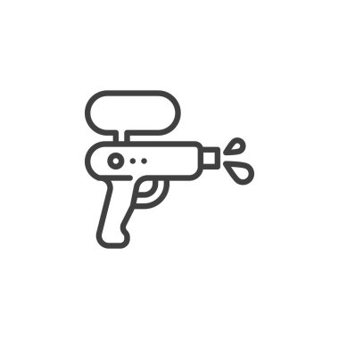 Su tabancası oyuncak hattı ikonu. Mobil konsept ve web tasarımı için doğrusal biçim işareti. Squirt Gun ana hatlı vektör simgesi. Sembol, logo çizimi. Vektör grafikleri