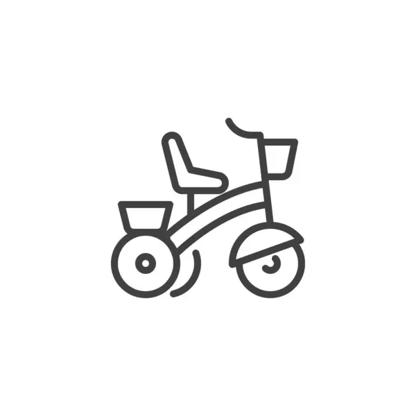 儿童三轮车线图标 移动概念和网页设计的线性风格标志 带有篮子轮廓矢量图标的三轮车 标识插图 矢量图形 图库矢量图片