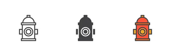 Feuerhydrant Verschiedene Stil Icon Set Linie Glyphe Und Gefüllte Umrisse — Stockvektor