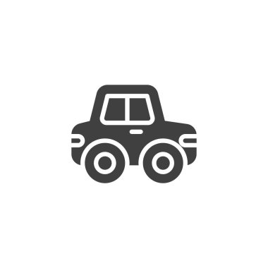 Oyuncak araba vektör simgesi. Mobil konsept ve web tasarımı için düz tabela. Minyatür araba sembolü. Sembol, logo çizimi. Vektör grafikleri