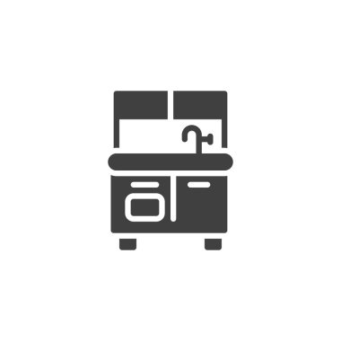 Oyuncak mutfak vektör ikonu. Mobil konsept ve web tasarımı için düz tabela. Mutfak sembolünü çal. Sembol, logo çizimi. Vektör grafikleri