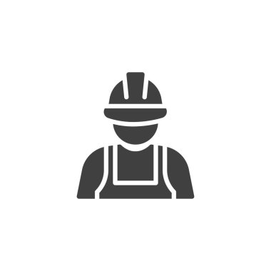 İnşaat işçisi vektör simgesi. Mobil konsept ve web tasarımı için düz tabela. Fabrika İşçisi sembolü. Mühendis sembolü, logo çizimi. Vektör grafikleri